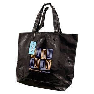 Black Tote with Gold and Blue Design